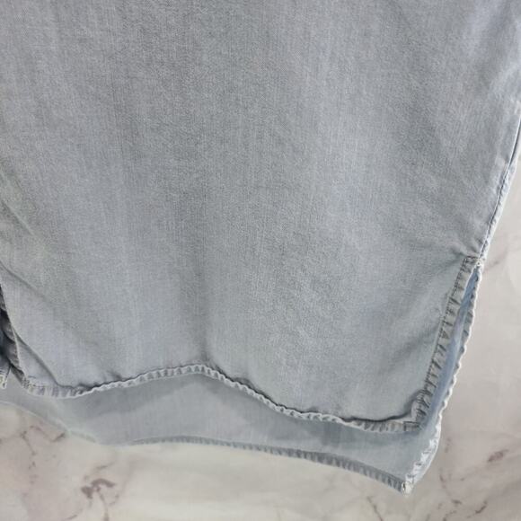 Anthropologie Shirt Womens Medium Blue Cuffed Chambray Light Wash Sanctuary - Picture 4 of 11